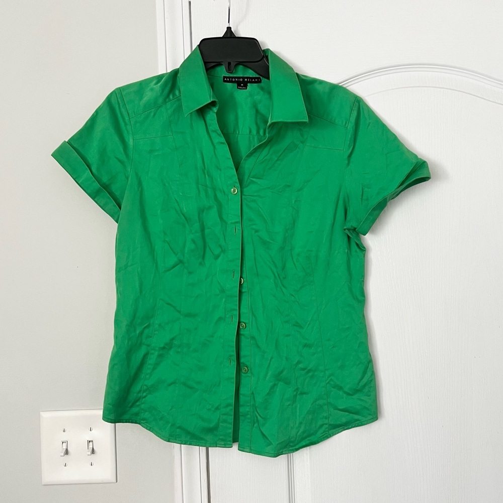 Antonio Melani | green short sleeve button up blouse - M